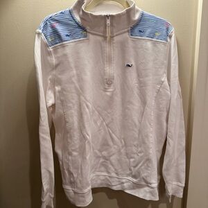 Vineyard Vines White and Blue Quarter-Zip